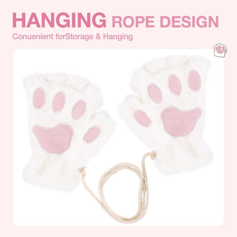 Tiny Chou Cat Paw Gloves for Cosplay Party Halloween Costume Accessories, Winter Fingerless Warm Gloves for Women Girls - Image 2